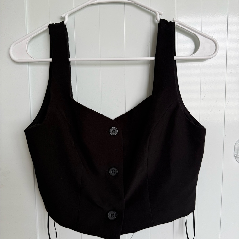 Sincerely Jules Black Button-Up Crop Top